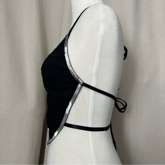 FLAUNT IT TIE BACK HANKER-CHIEF HALTER TOP Black Large - Picture 7 of 14